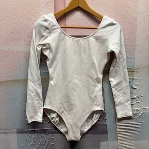 Capezio Cream Lined Scoop Neck Long Sleeve Classic Ballet Dance Leotard XL